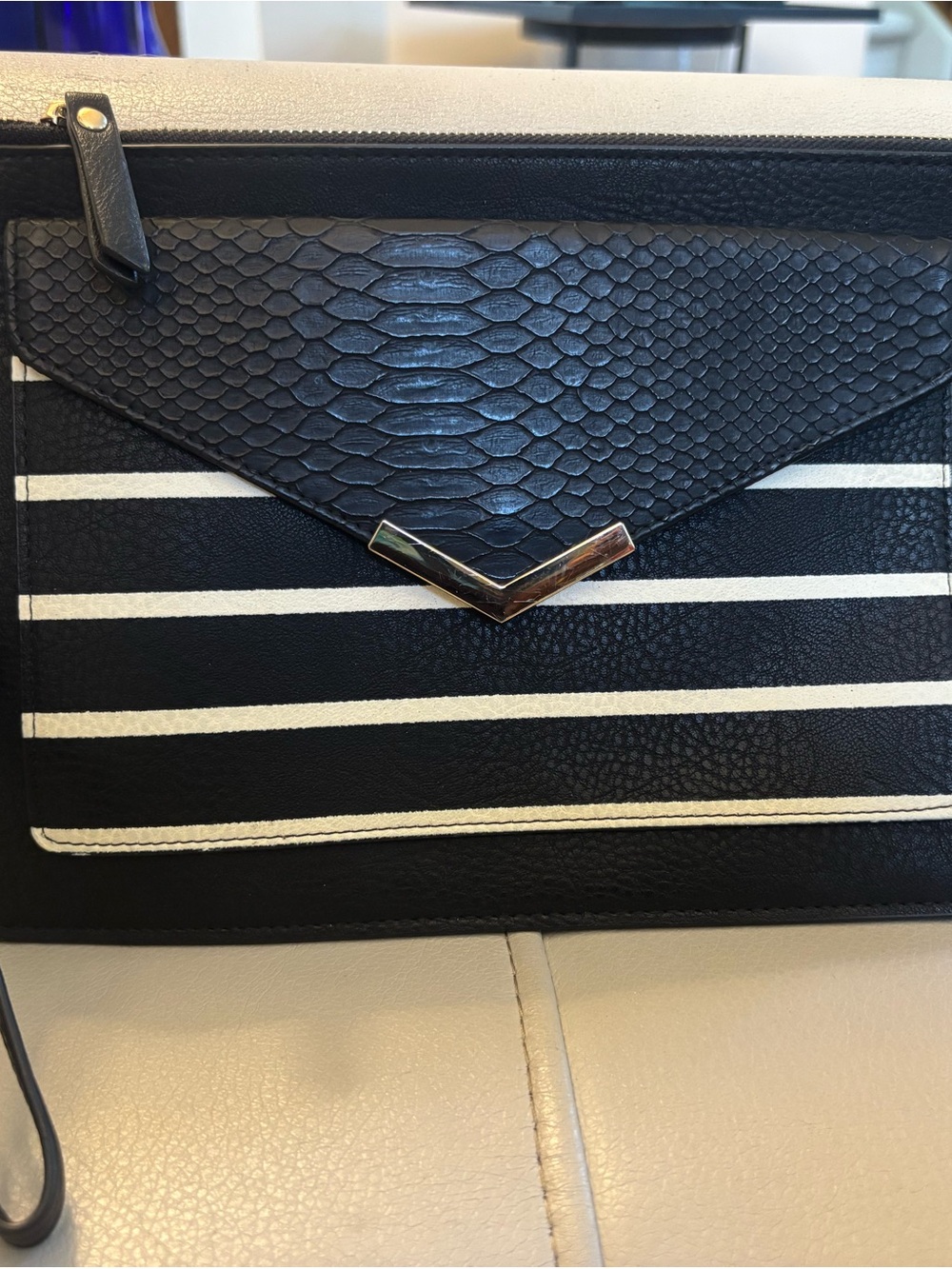 Striped Black & White Envelope Crossbody Clutch by Mix no 6